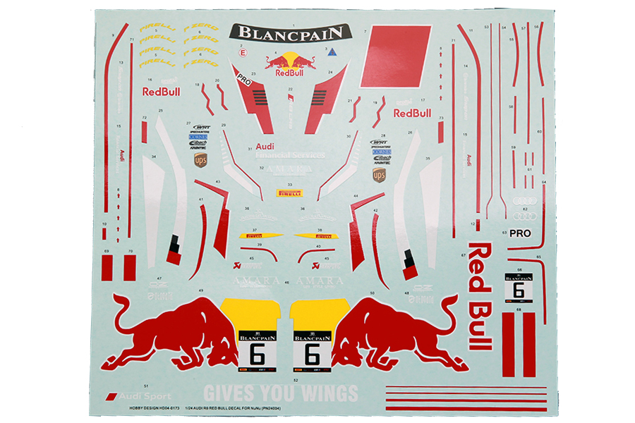 HD04-0173 1/24 AUDI R8 RED BULL DECAL (ForNuNu PN24004) HD04-0173 1/24 AUDI R8 RED BULL DECAL (ForNuNu PN24004)