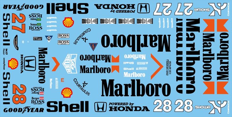 bp1362 1/20 MP4/5B Sponsor rogo decal Tire decale Set