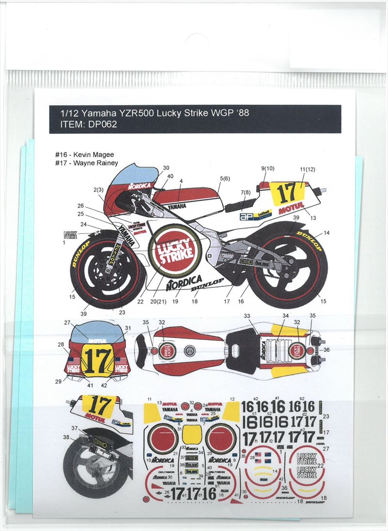DP062 1/12 Yamaha YZR500 Lucky Strike K. Magee & W. Rainey '88
